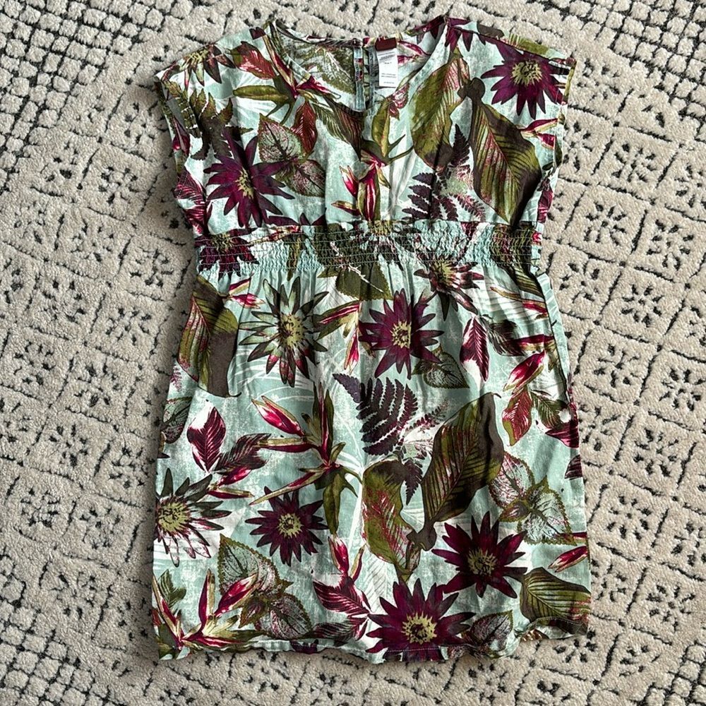 EUC Tea Collection Floral Kids Dress - Green and Purple